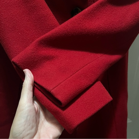 Stile Benetton Red Wool Blend Button Double Brest Coat Sz 40 Romania - Picture 3 of 9